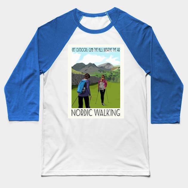 Nordic Walking Baseball T-Shirt by jomorley